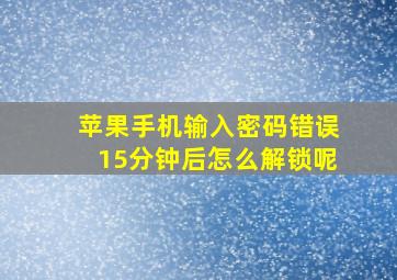 苹果手机输入密码错误15分钟后怎么解锁呢