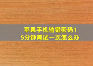 苹果手机输错密码15分钟再试一次怎么办