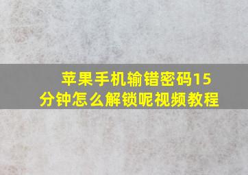 苹果手机输错密码15分钟怎么解锁呢视频教程