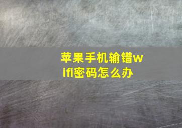 苹果手机输错wifi密码怎么办