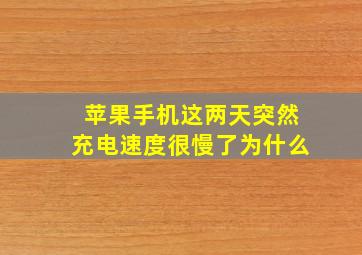 苹果手机这两天突然充电速度很慢了为什么