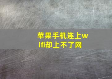 苹果手机连上wifi却上不了网