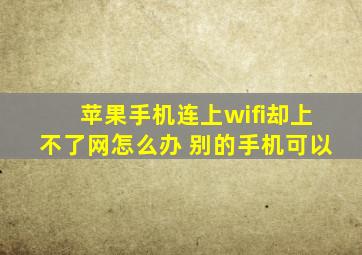 苹果手机连上wifi却上不了网怎么办 别的手机可以