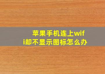 苹果手机连上wifi却不显示图标怎么办