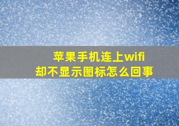 苹果手机连上wifi却不显示图标怎么回事