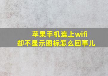 苹果手机连上wifi却不显示图标怎么回事儿