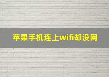 苹果手机连上wifi却没网