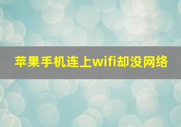 苹果手机连上wifi却没网络