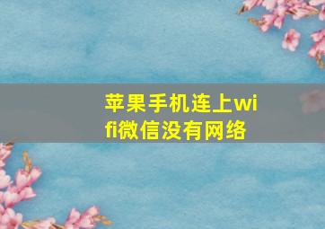 苹果手机连上wifi微信没有网络