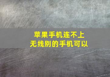 苹果手机连不上无线别的手机可以