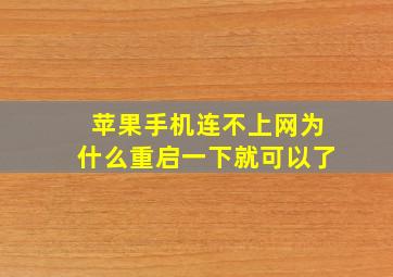 苹果手机连不上网为什么重启一下就可以了