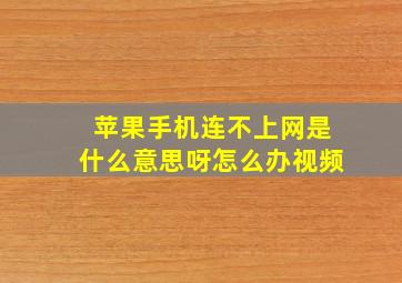 苹果手机连不上网是什么意思呀怎么办视频