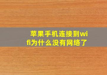 苹果手机连接到wifi为什么没有网络了