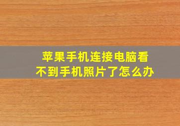 苹果手机连接电脑看不到手机照片了怎么办