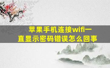 苹果手机连接wifi一直显示密码错误怎么回事