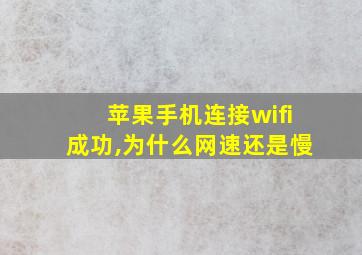 苹果手机连接wifi成功,为什么网速还是慢