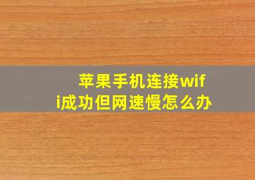 苹果手机连接wifi成功但网速慢怎么办