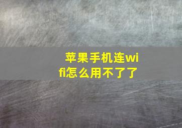 苹果手机连wifi怎么用不了了