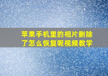 苹果手机里的相片删除了怎么恢复呢视频教学