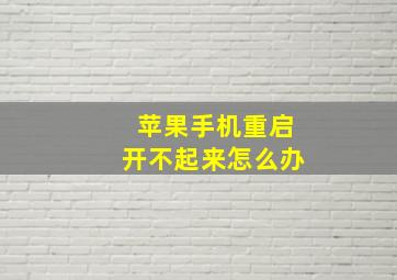 苹果手机重启开不起来怎么办