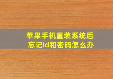 苹果手机重装系统后忘记id和密码怎么办