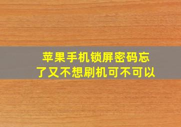 苹果手机锁屏密码忘了又不想刷机可不可以