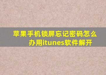 苹果手机锁屏忘记密码怎么办用itunes软件解开