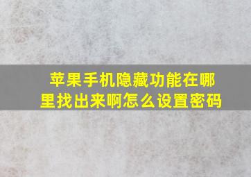 苹果手机隐藏功能在哪里找出来啊怎么设置密码