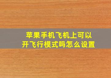 苹果手机飞机上可以开飞行模式吗怎么设置