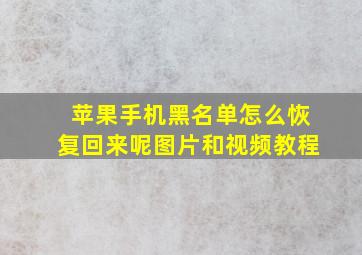 苹果手机黑名单怎么恢复回来呢图片和视频教程