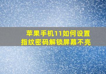 苹果手机11如何设置指纹密码解锁屏幕不亮