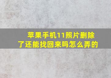 苹果手机11照片删除了还能找回来吗怎么弄的