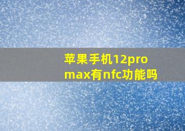 苹果手机12pro max有nfc功能吗