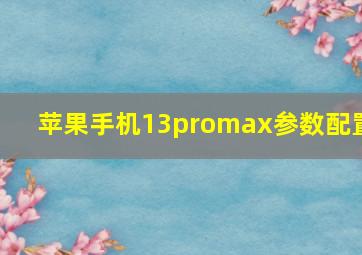 苹果手机13promax参数配置