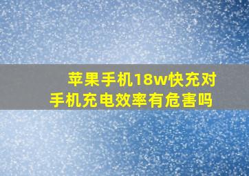 苹果手机18w快充对手机充电效率有危害吗