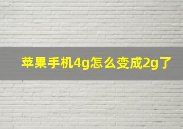 苹果手机4g怎么变成2g了