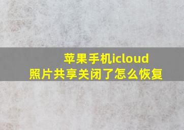 苹果手机icloud照片共享关闭了怎么恢复