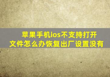 苹果手机ios不支持打开文件怎么办恢复出厂设置没有