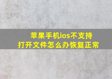 苹果手机ios不支持打开文件怎么办恢复正常