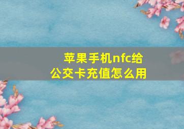 苹果手机nfc给公交卡充值怎么用