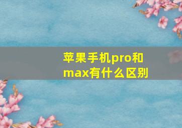 苹果手机pro和max有什么区别