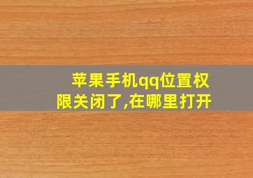 苹果手机qq位置权限关闭了,在哪里打开