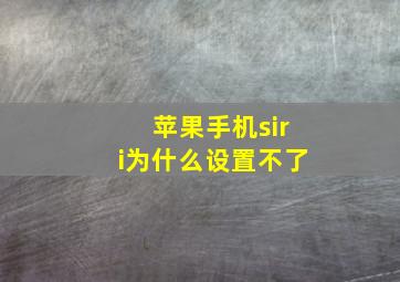 苹果手机siri为什么设置不了