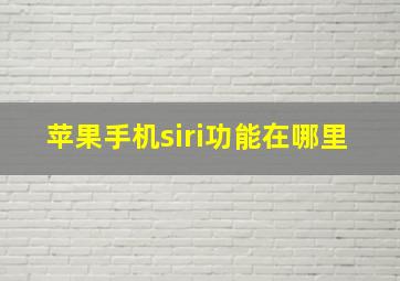 苹果手机siri功能在哪里