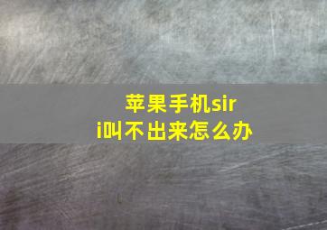 苹果手机siri叫不出来怎么办