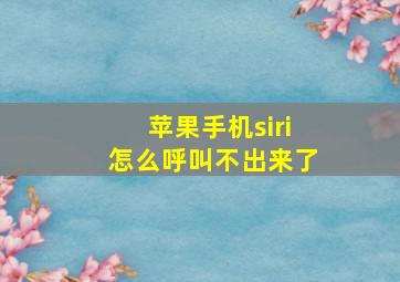 苹果手机siri怎么呼叫不出来了