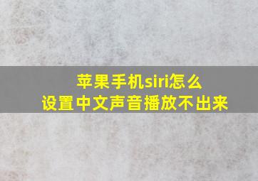 苹果手机siri怎么设置中文声音播放不出来