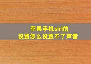 苹果手机siri的设置怎么设置不了声音