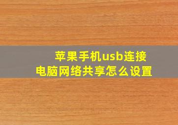 苹果手机usb连接电脑网络共享怎么设置