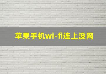 苹果手机wi-fi连上没网